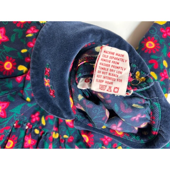 VINTAGE GYMBOREE RAINBOW TAG Girls Medium 2-3 Years Old CORDUROY FLORAL DRESS - Picture 6 of 12